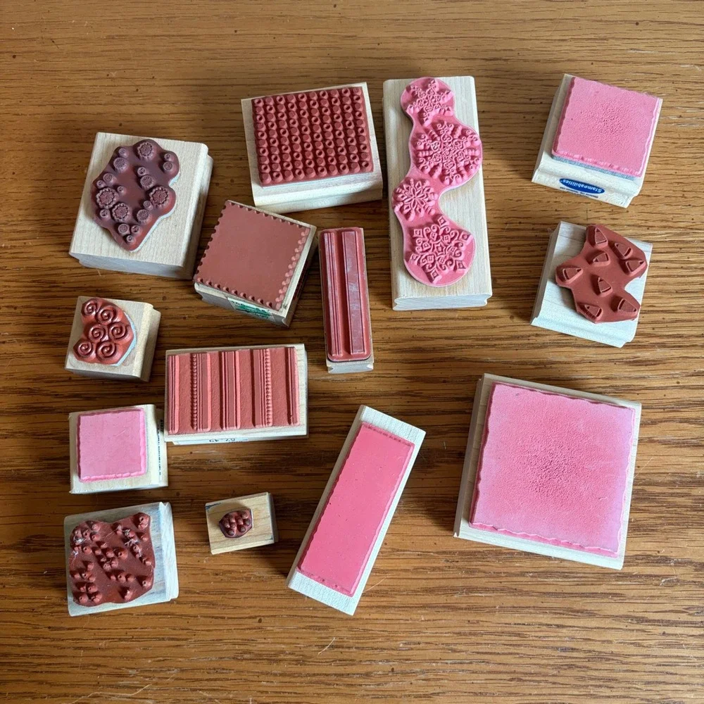 Lot of 14 Pattern Background Stamps Stampin Up Hero Arts Anna Griffin Wood Mount